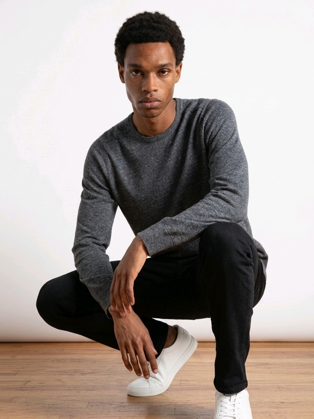 John Varvatos Gray Cotton Blend Long Sleeve Tee Shirt Sz L